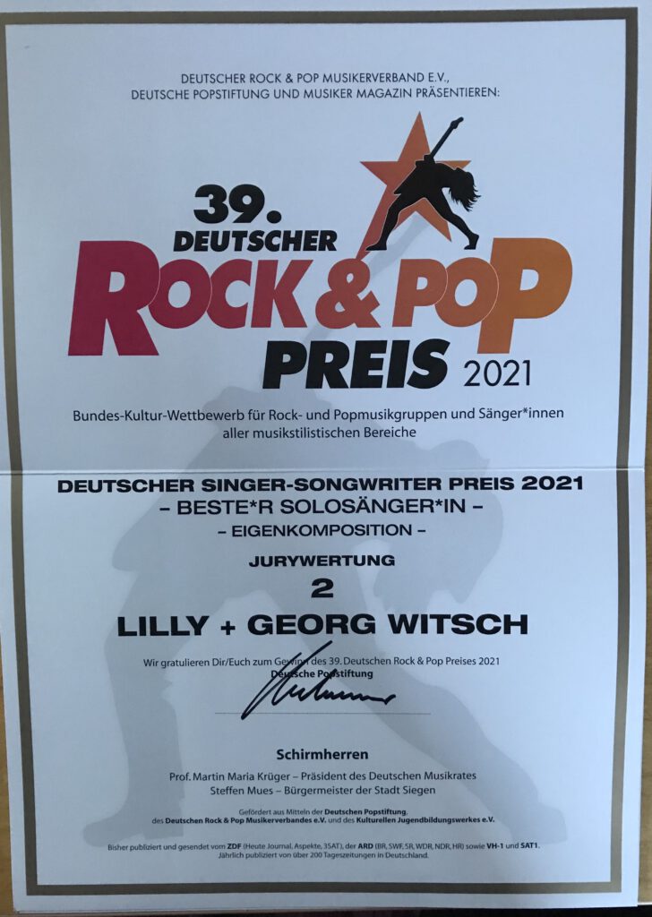 Rock u. Popverband 2 Platz Songwriting